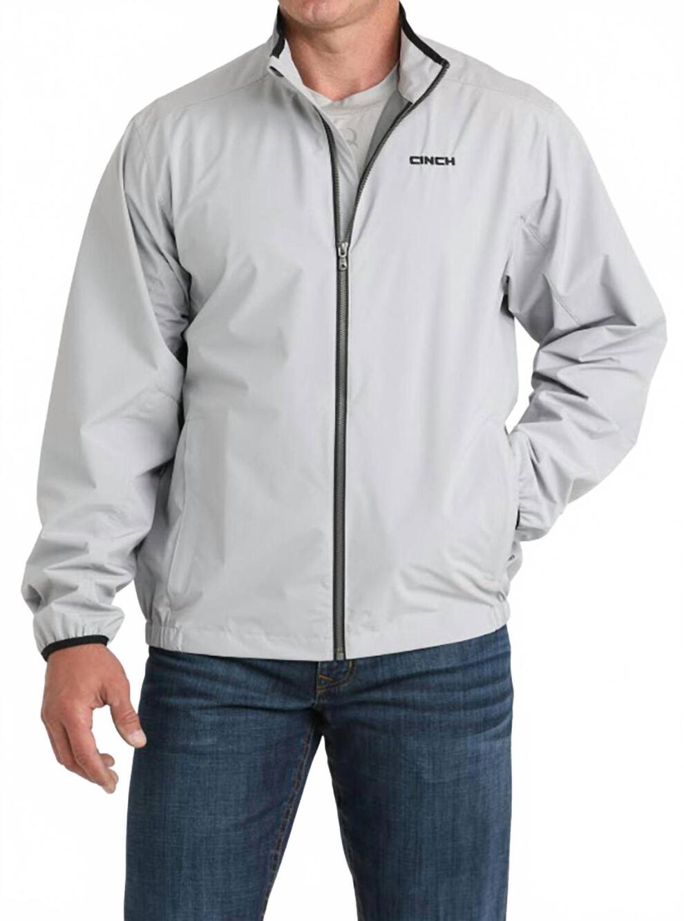 NEW CINCH men's light golf active zip jacket in grey
